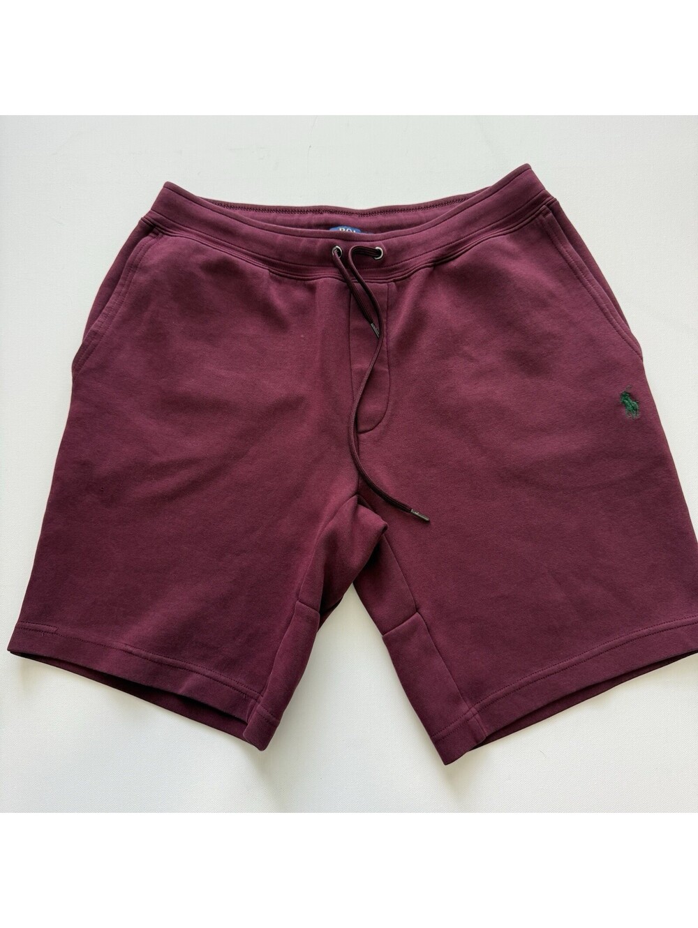 Polo Ralph Lauren Mens S Burgundy Fleece Shorts Drawstring Green Pony Logo
